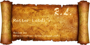 Retter Lotár névjegykártya